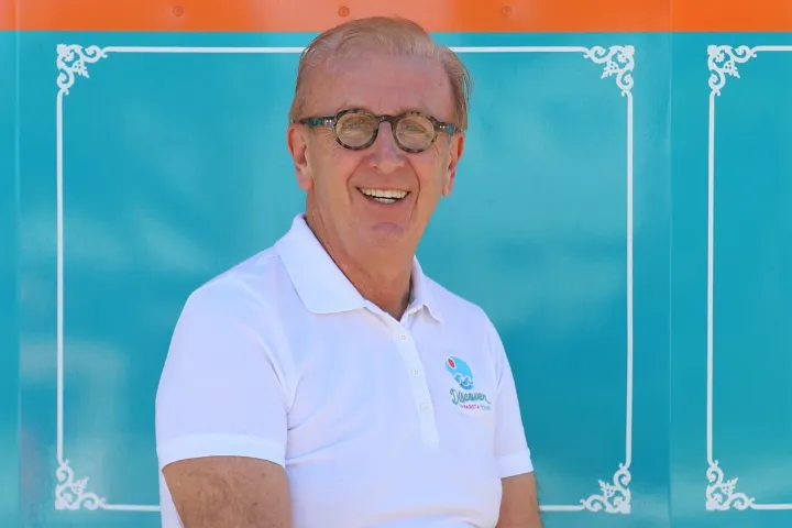 a man in a blue shirt