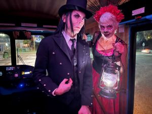 a person wearing a purple hat