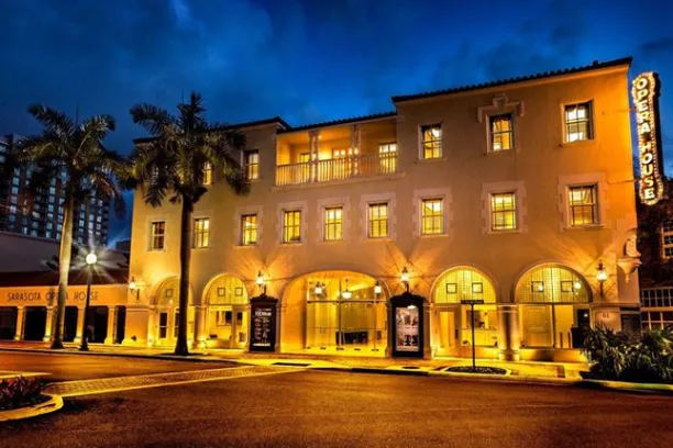 a store front at night