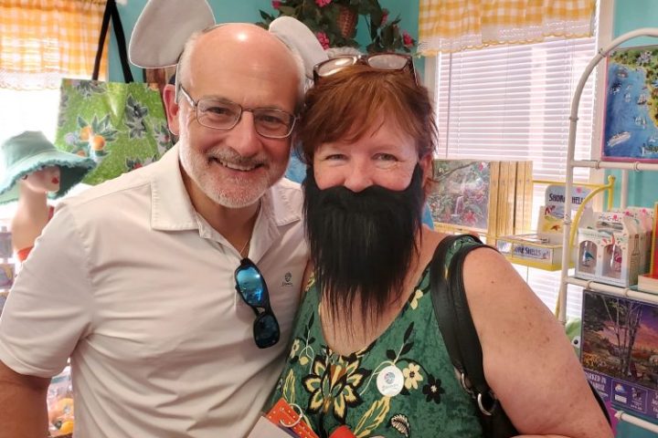 a man and a woman taking a selfie