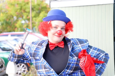 a person wearing a blue hat