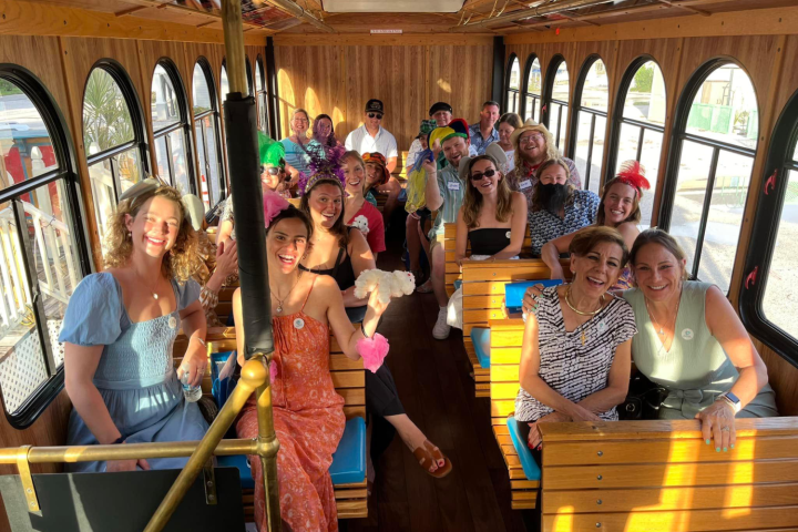 young people on Murder Mystery Trolley in Sarasota Florida