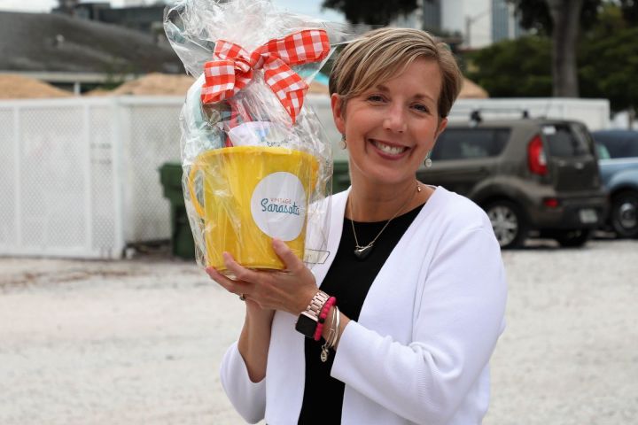 a person standing in a parking lot