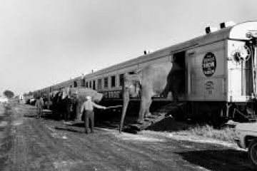 a vintage photo of a train