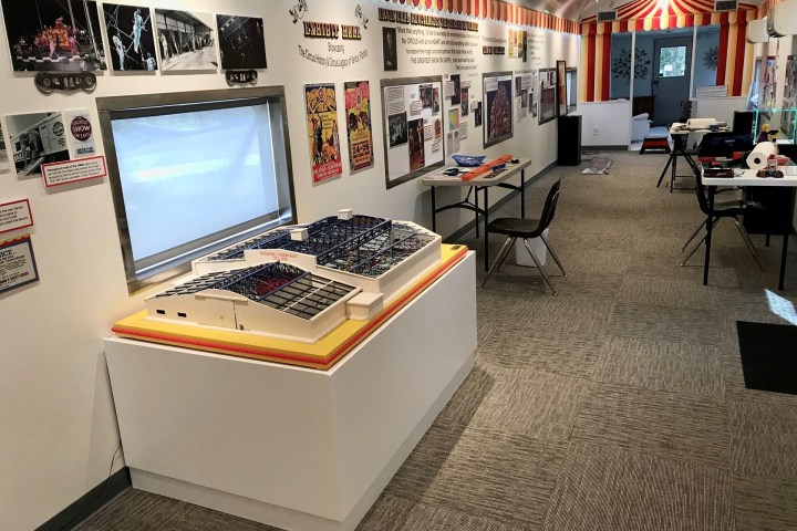 a desk with a laptop