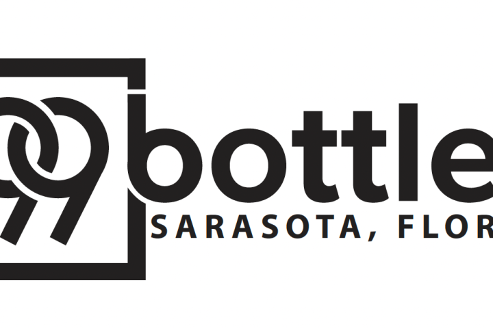 logo for 99 bottles company in black and white